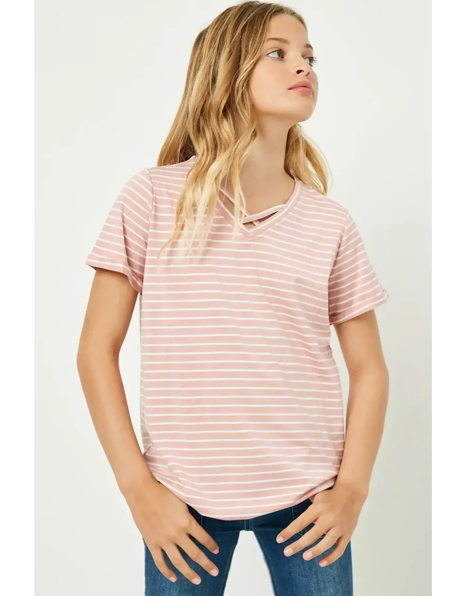 Hayden- Pink Strappy V Neck Top