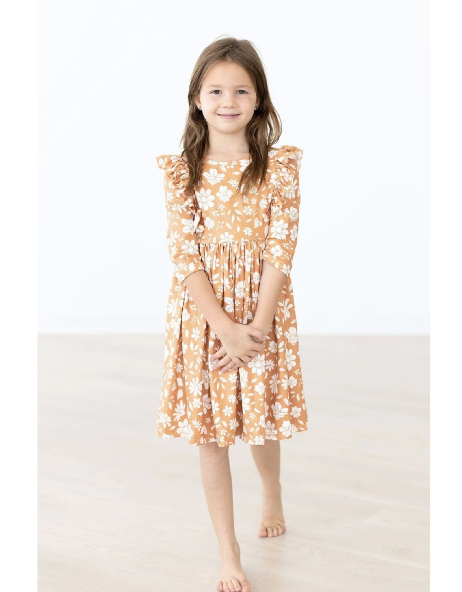 Mila & Rose Mila & Rose- Golden Blooms Ruffle Twirl Dress