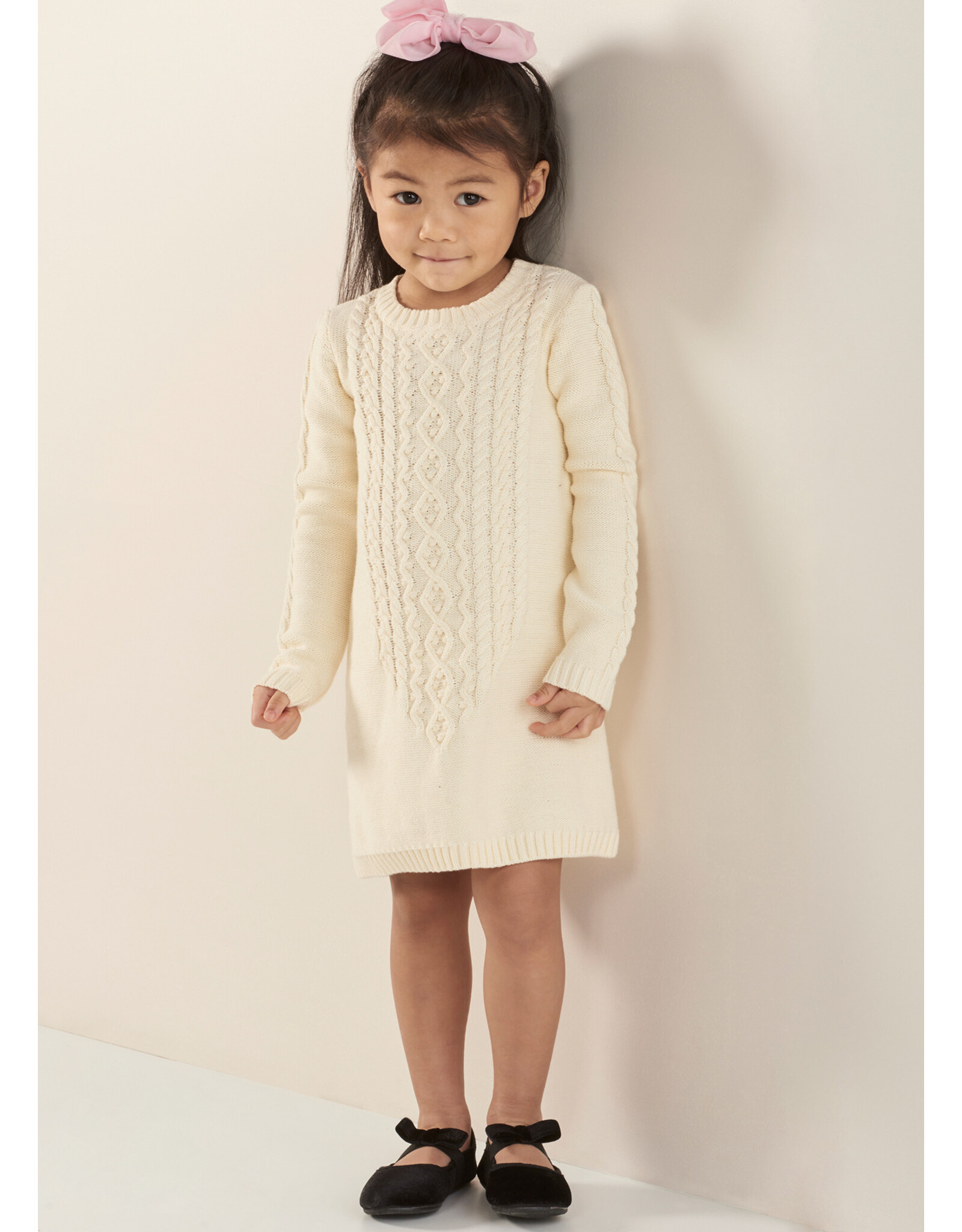 Cartwheels-  Cream Knit Cable Dress