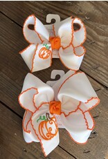 Beyond Creations Beyond Creations- White Pumpkin Embroidered Crochet Edge Knot Bow