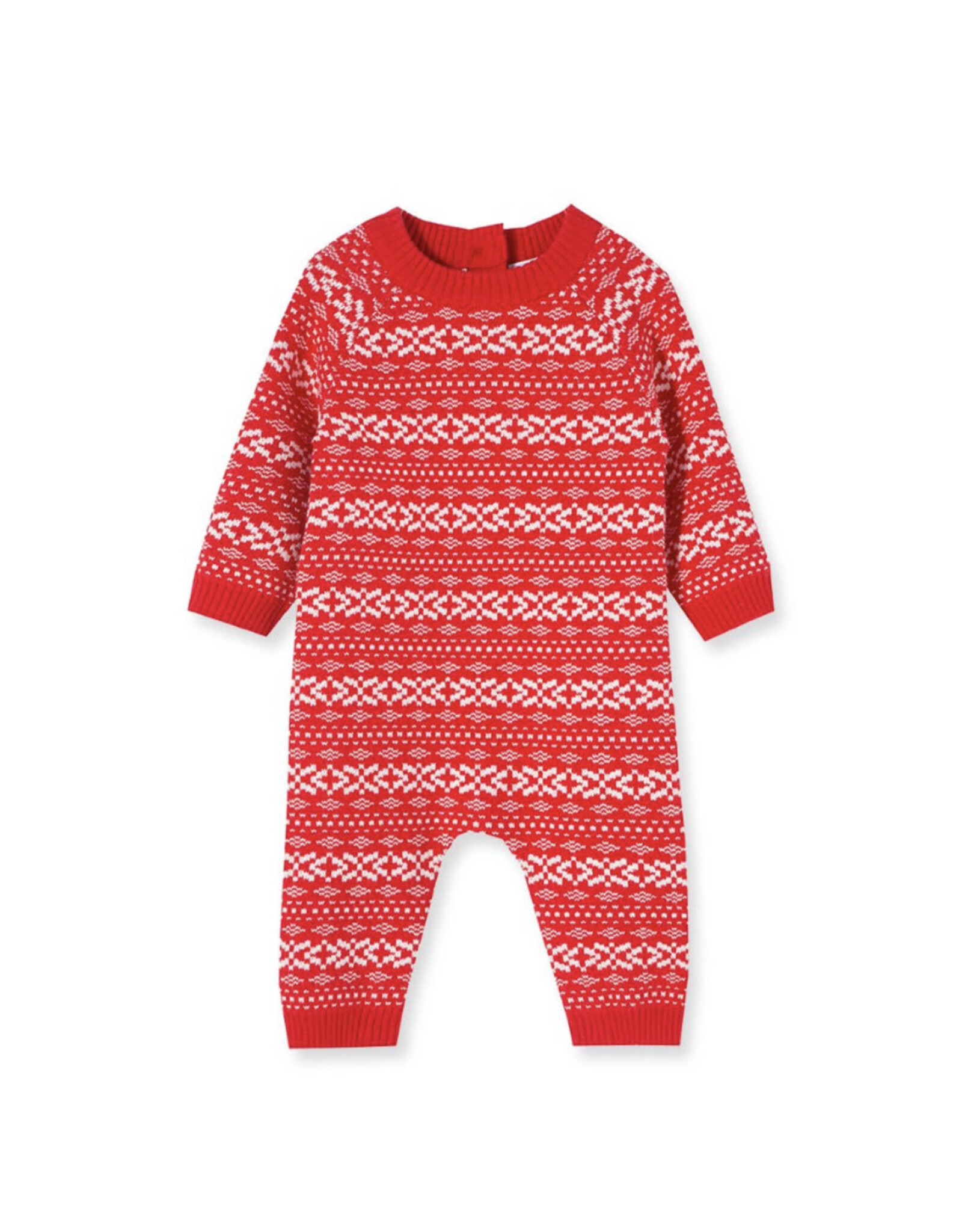 Little Me Little Me- Red Fairisle Coverall