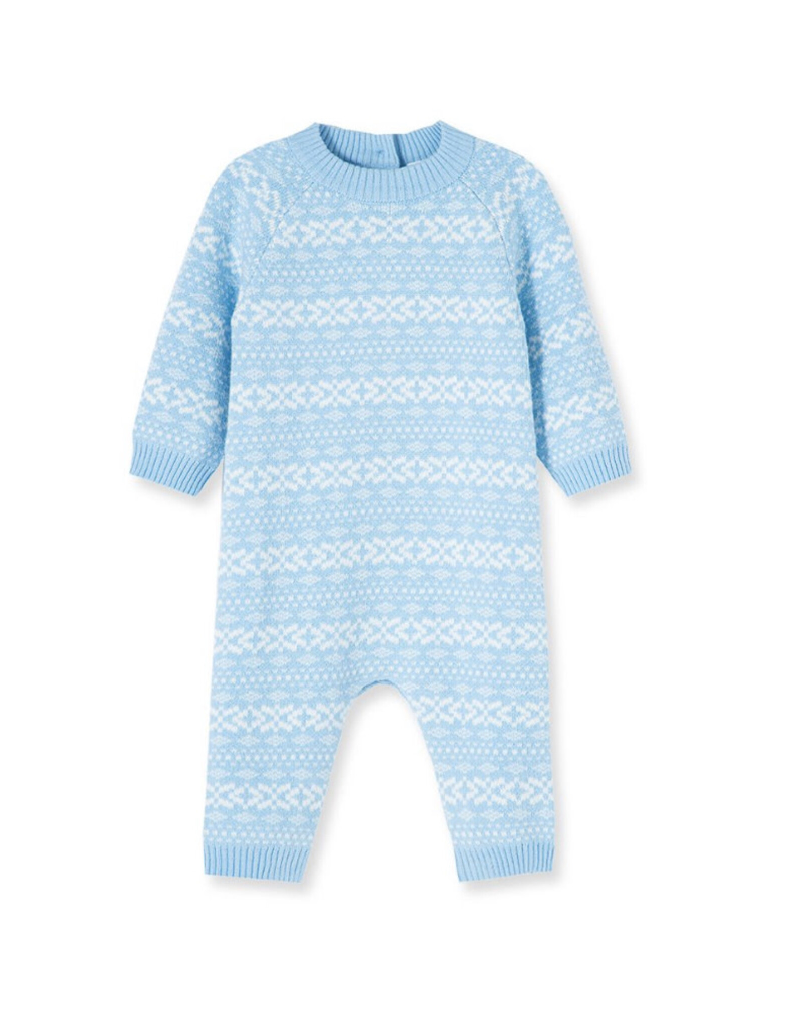 Little Me Little Me- Blue Fairisle Coverall