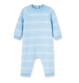 Little Me Little Me- Blue Fairisle Coverall