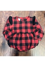 Red Black Plaid Ruffle Romper 12-18M