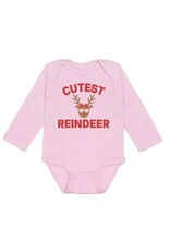 Sweet Wink- Cutest Reindeer L/S Pink Bodysuit