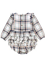 Ruffle Butts Ruffle Butts- Fall Harvest Plaid L/S Ruffle Trim Bubble Romper