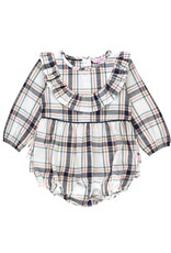 Ruffle Butts Ruffle Butts- Fall Harvest Plaid L/S Ruffle Trim Bubble Romper