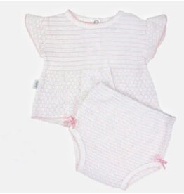 Paty Inc. Paty Inc.- 2PC Flutter Sleeve Pink Pinstripe Diaper Set NB