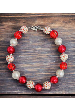 Red & White Candycane Bubble Chunky Necklace