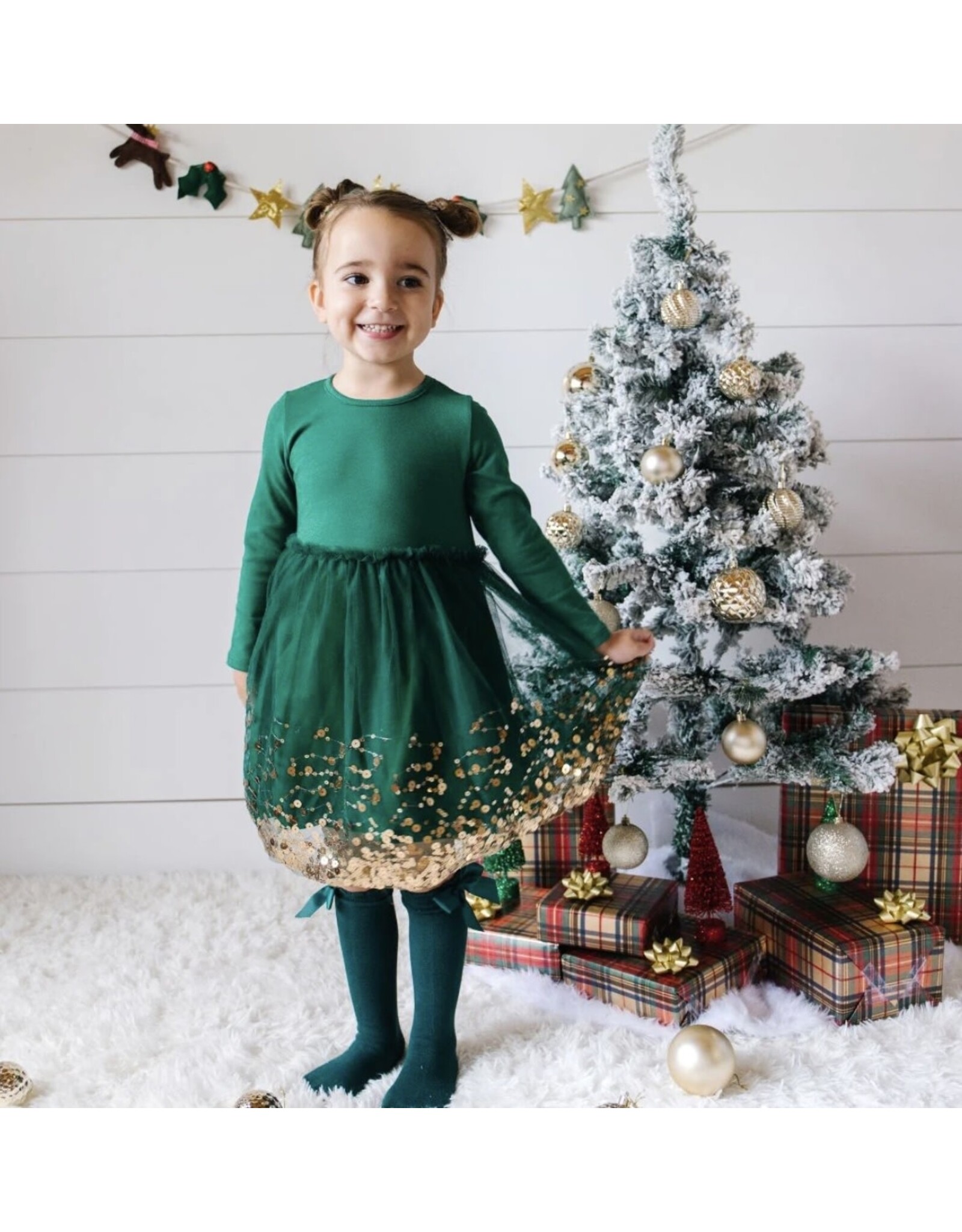 Sweet Wink- Emerald Sequin Christmas L/S Tutu Dress