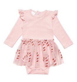 Sweet Wink- Candy Cane Christmas L/S Tutu Bodysuit