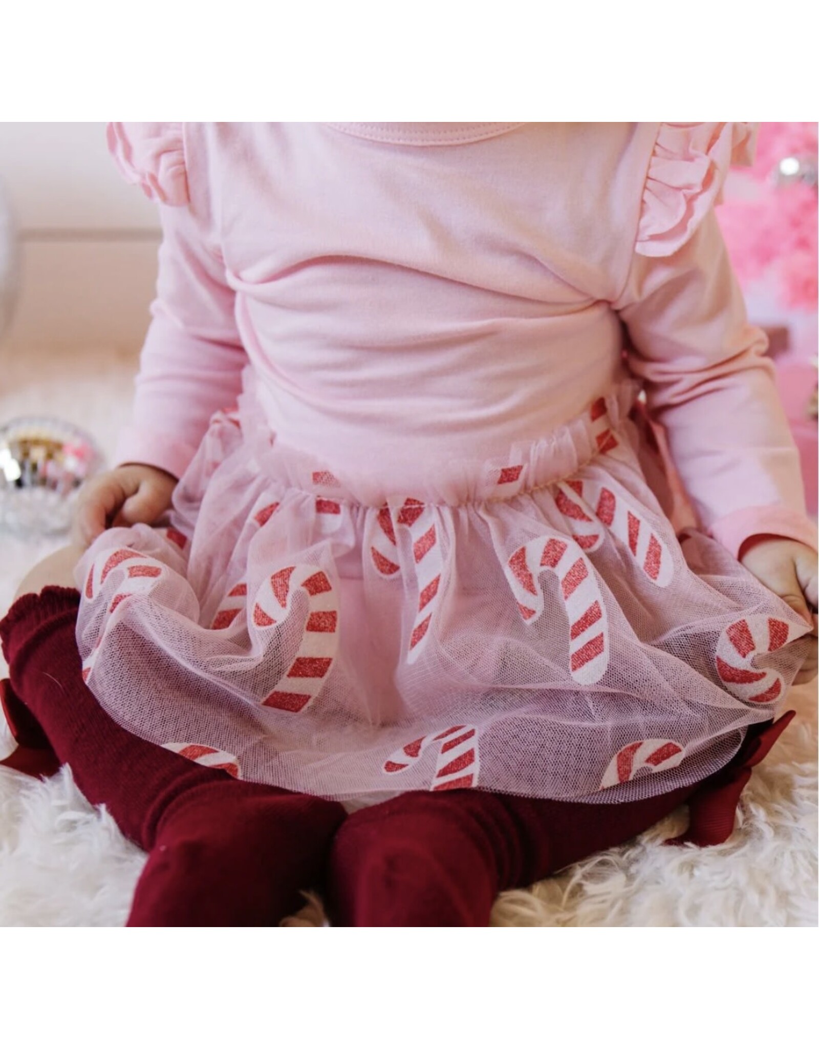 Sweet Wink Sweet Wink- Candy Cane Christmas L/S Tutu Bodysuit