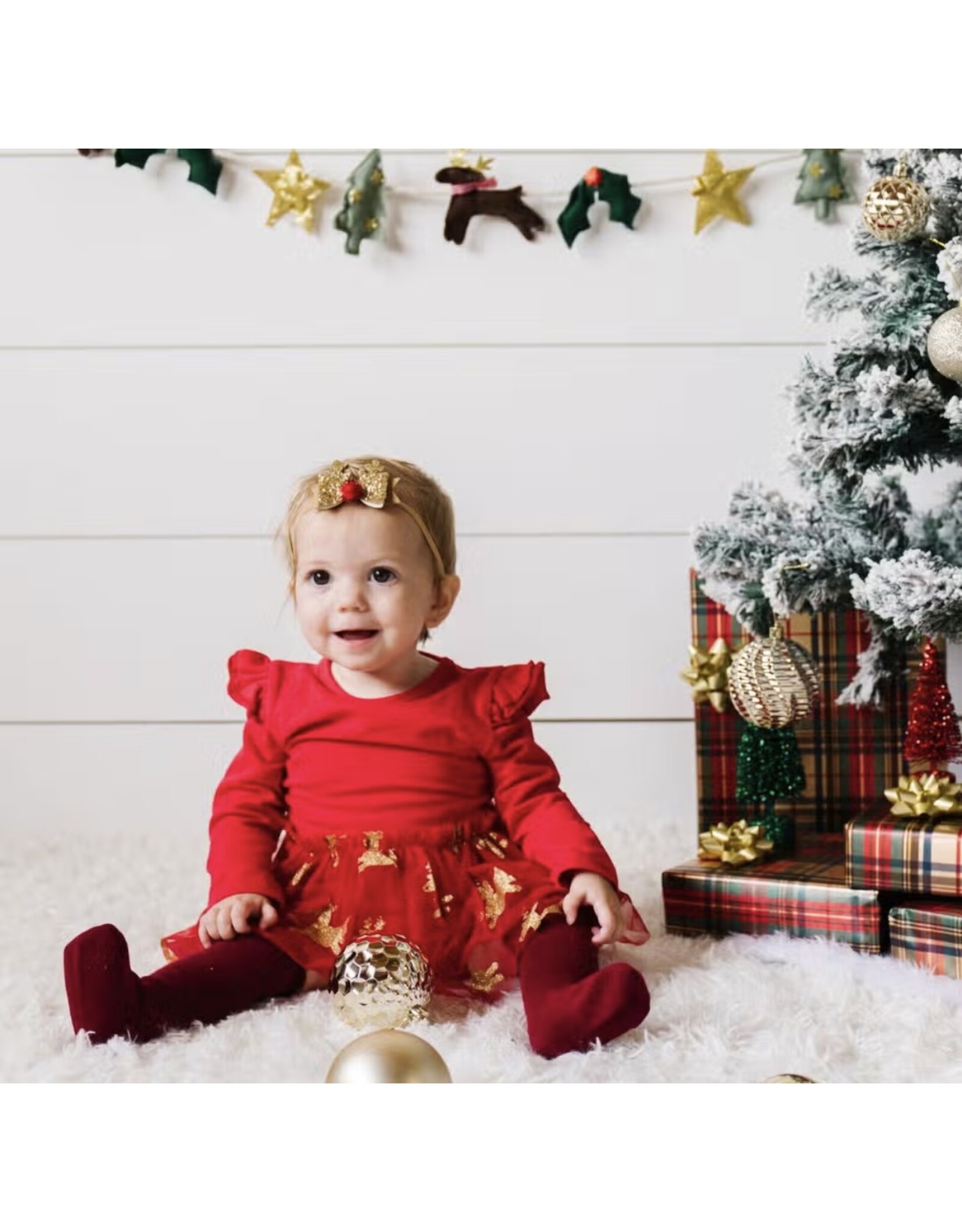 Sweet Wink Sweet Wink- Reindeer Christmas L/S Tutu Bodysuit