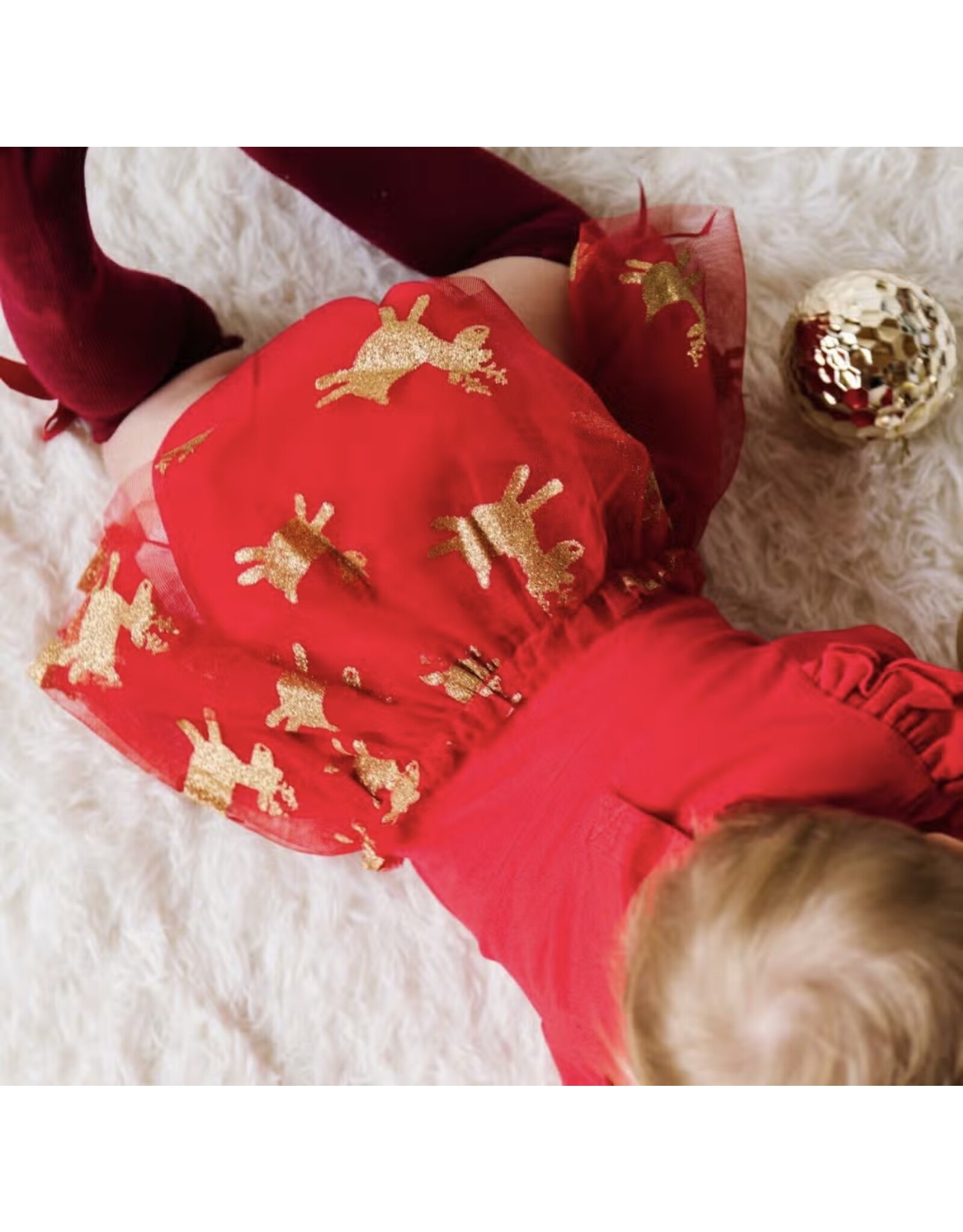 Sweet Wink Sweet Wink- Reindeer Christmas L/S Tutu Bodysuit