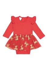 Sweet Wink Sweet Wink- Reindeer Christmas L/S Tutu Bodysuit