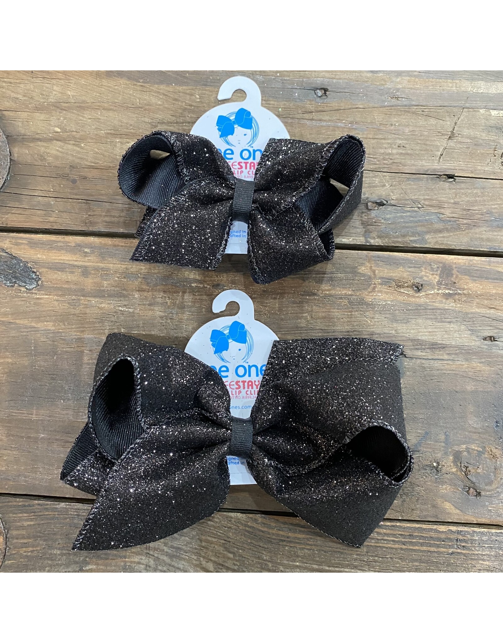 Wee Ones- Black Glitter Overlay Bow