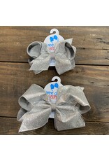 Wee Ones- Silver Glitter Overlay Bow