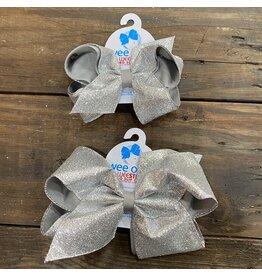 Wee Ones- Silver Glitter Overlay Bow