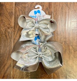 Wee Ones- Silver Metallic Lame O/L Bow