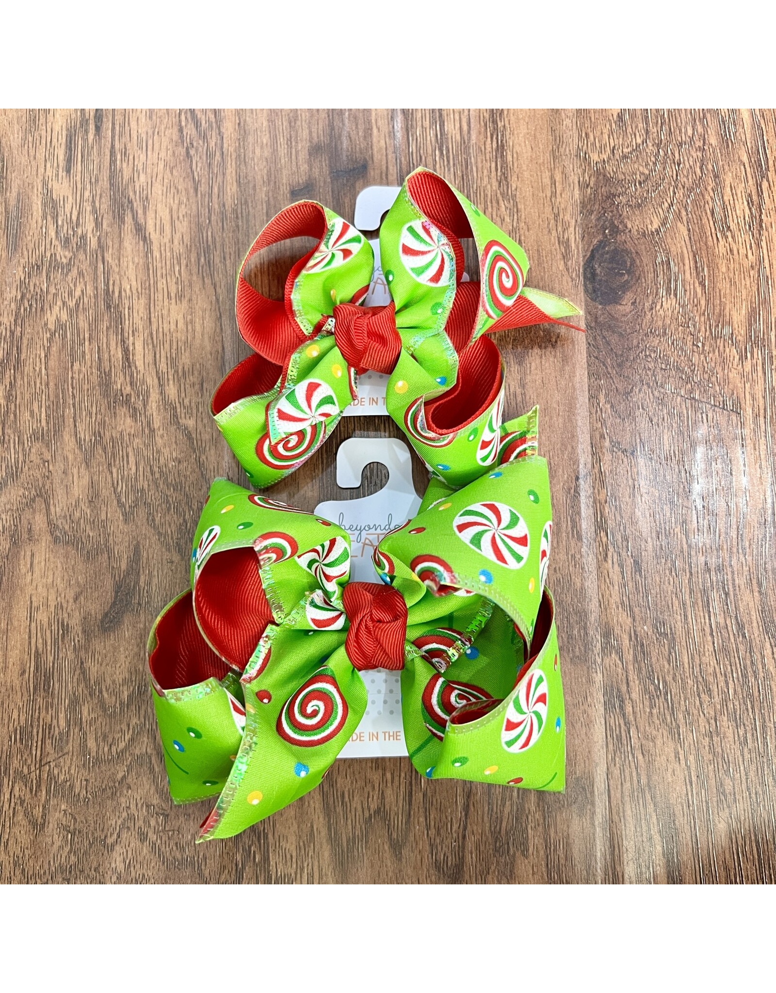 Beyond Creations Beyond Creations- Xmas Lollipop Red/Apple Green Layered Knot Bow