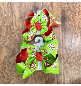 Beyond Creations Beyond Creations- Xmas Lollipop Red/Apple Green Layered Knot Bow