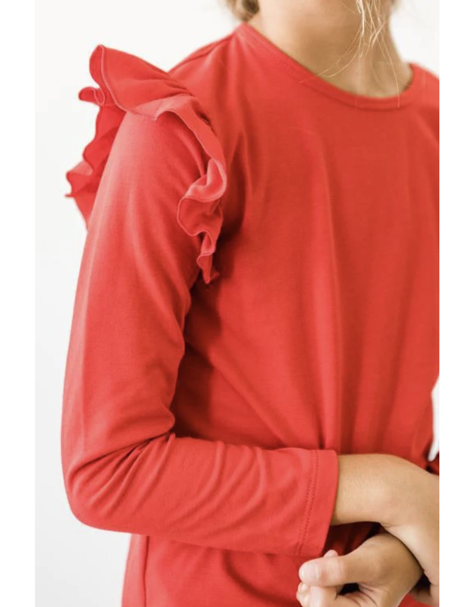 Mila & Rose Mila & Rose- Red L/S Ruffle Tee