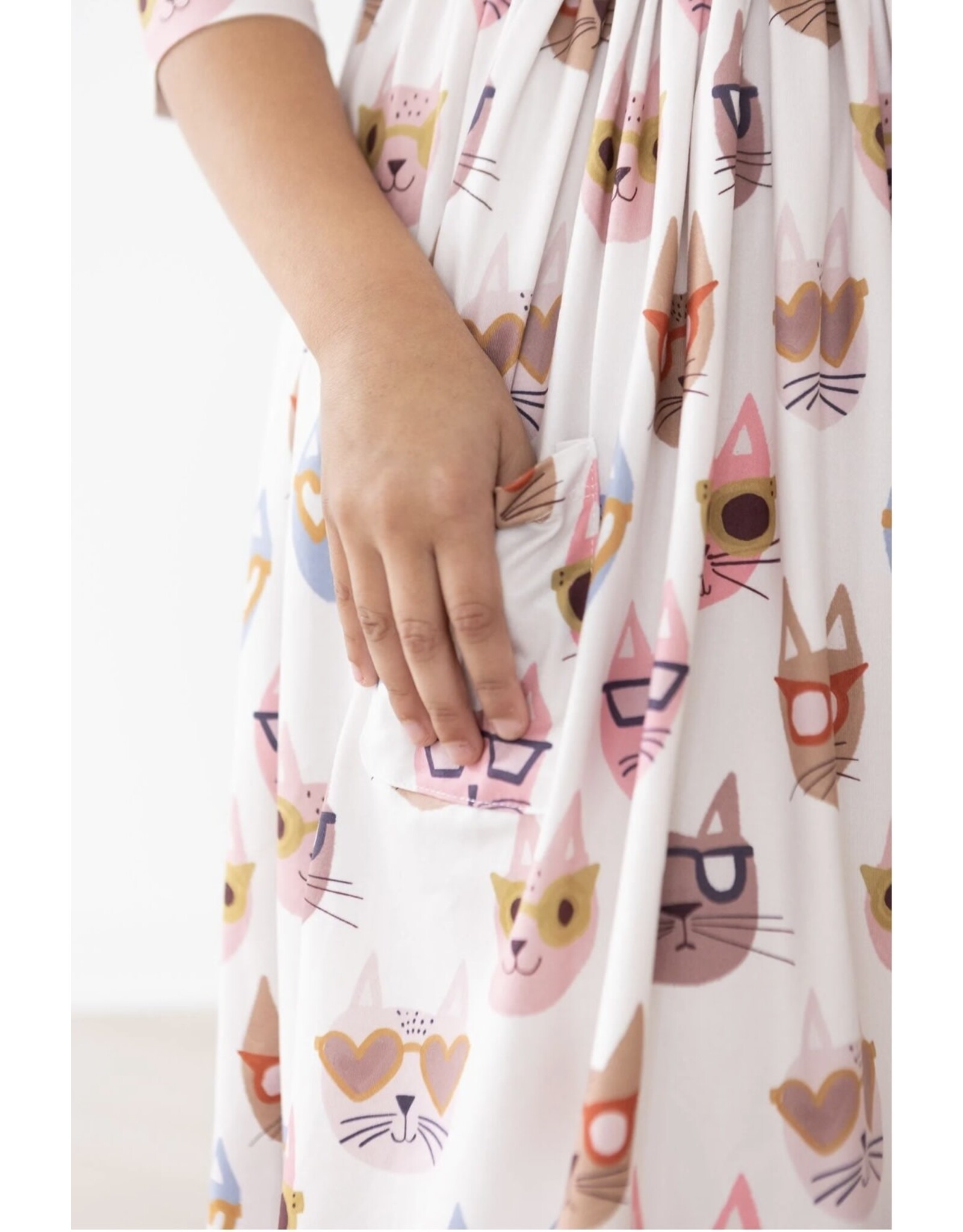 Mila & Rose Mila & Rose- Cattitude 3/4 Sleeve Pocket Twirl Dress