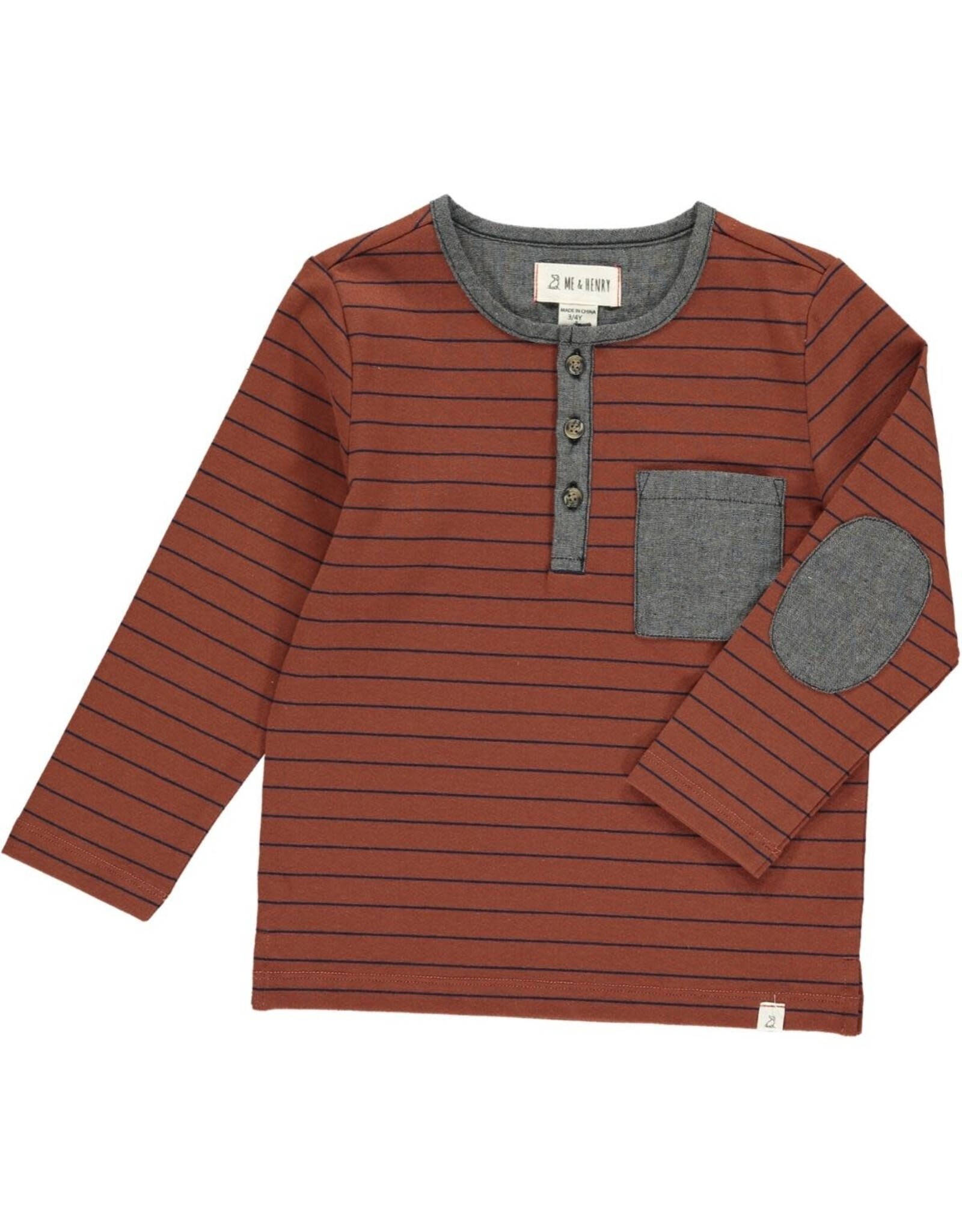 Me & Henry Me & Henry- Linden Henley Chocolate/Black Stripe