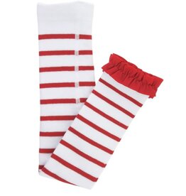 Ruffle Butts Ruffle Butts- White & Red Stripe Footless Ruffle Tights