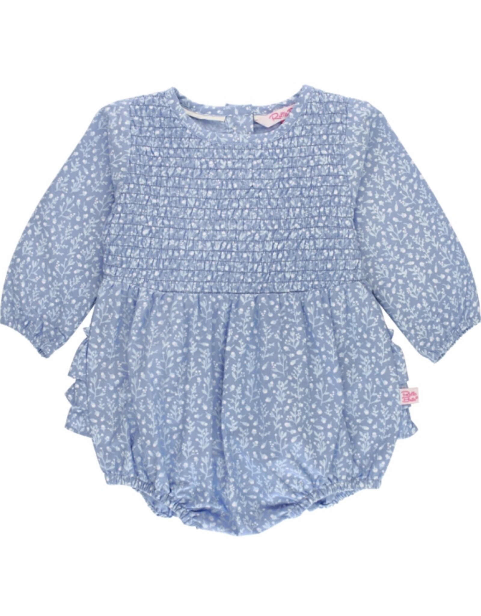 Ruffle Butts Ruffle Butts- Woodland Berry Frost Smocked Bubble Romper