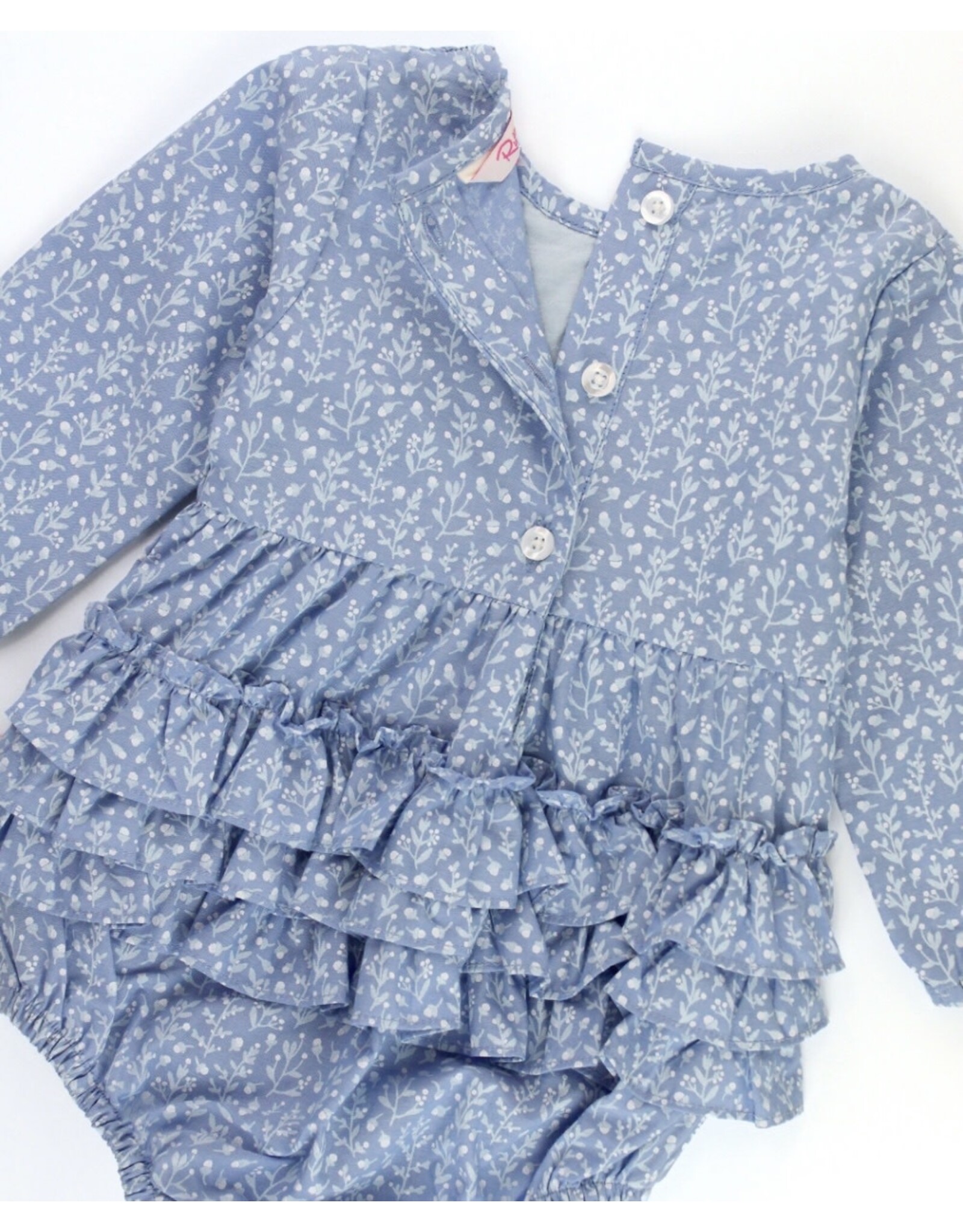 Ruffle Butts Ruffle Butts- Woodland Berry Frost Smocked Bubble Romper