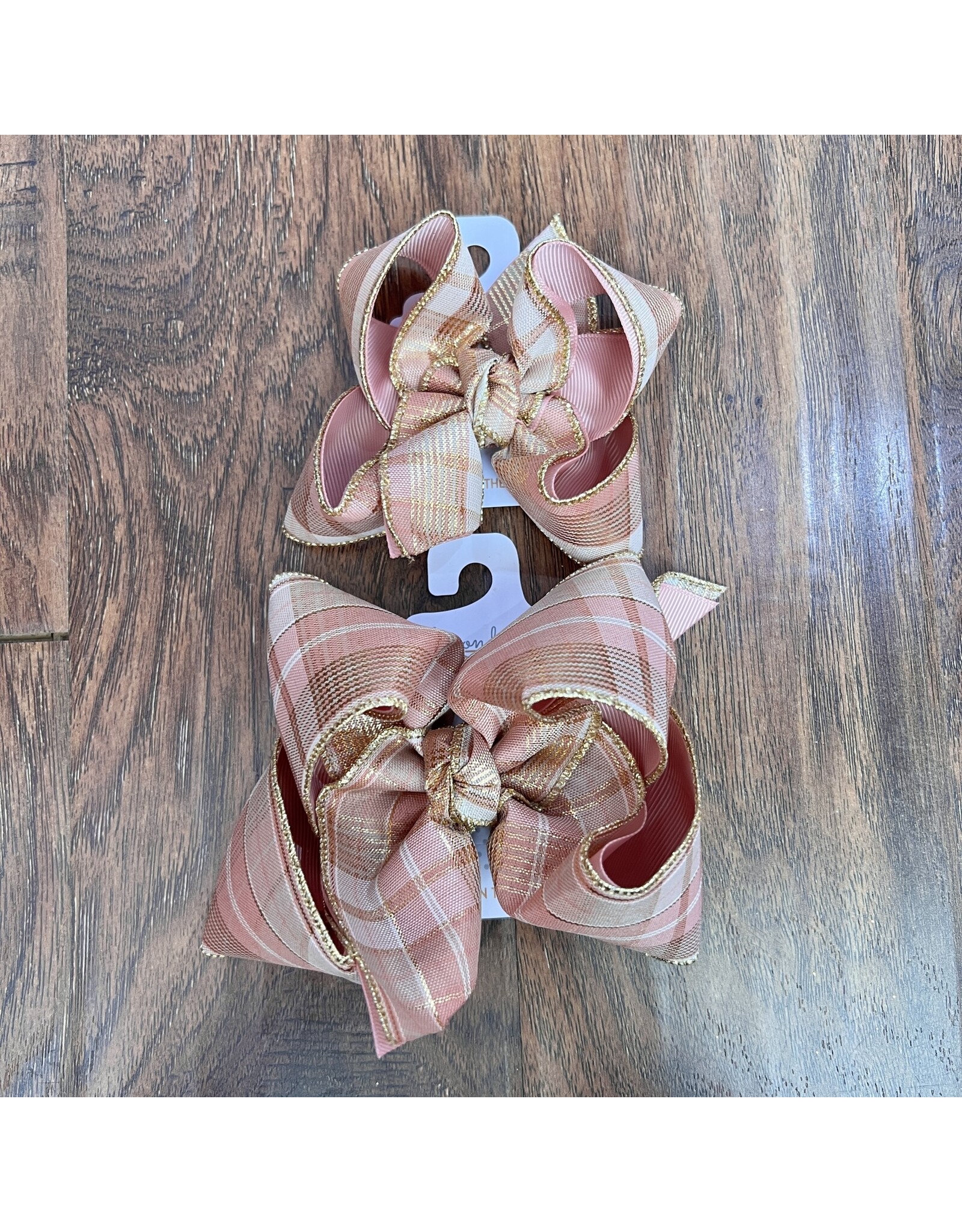 Beyond Creations Beyond Creations- Sweet Nectar/Rose Gold Plaid Layered Knot Bow