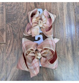 Beyond Creations Beyond Creations- Sweet Nectar/Rose Gold Plaid Layered Knot Bow