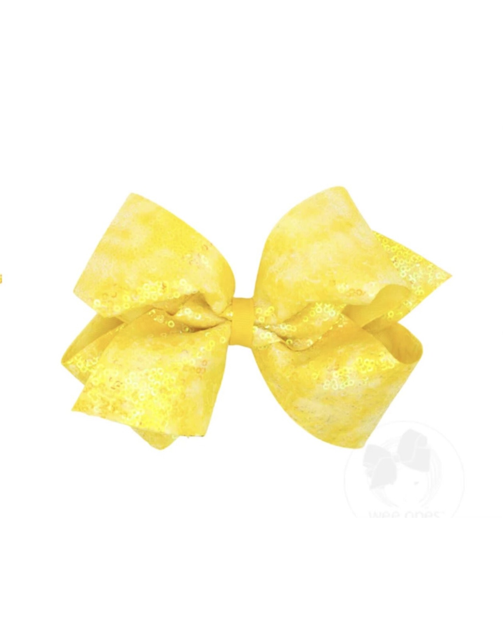 Wee Ones- Yellow Tie Dye Ombre Sequin King Bow