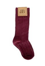 BB- Pepper Knee High Cable Knit Socks: Wine