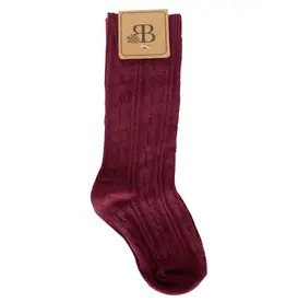 Baileys Blossoms BB- Pepper Knee High Cable Knit Socks: Wine