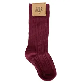 BB- Pepper Knee High Cable Knit Socks: Wine