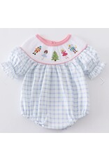 Blue Plaid Nutcracker Smocked Bubble