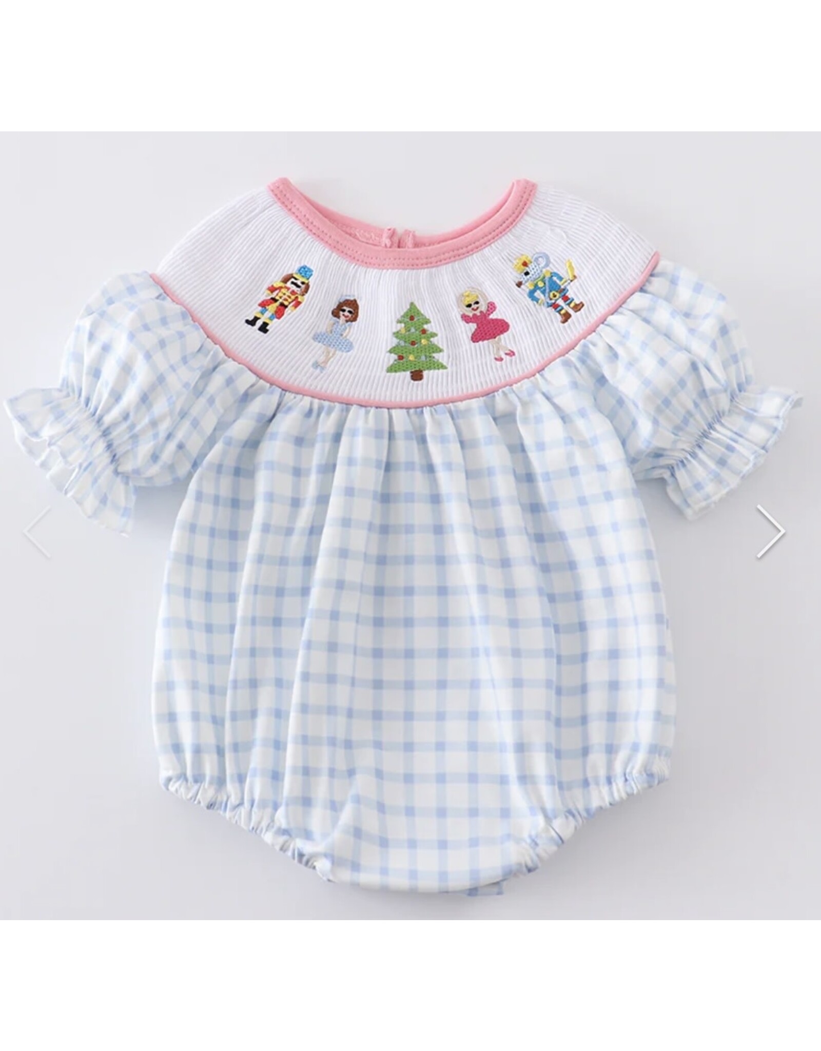 Blue Plaid Nutcracker Smocked Bubble