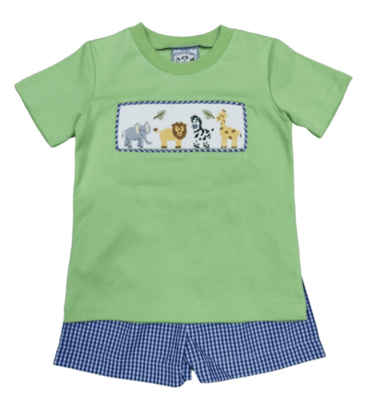 Three Sisters Safari Smocked Short Set Freckles Children’s Boutique