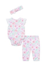 Little Me Little Me- Floral Wash Bodysit Pant Set
