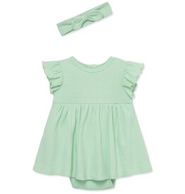 Little Me- Green Knit Dress Set