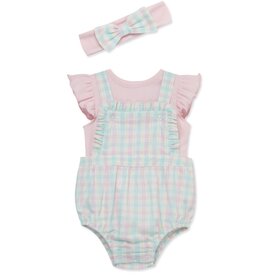 Little Me Little Me- Pastel Check Bubble Headband Set