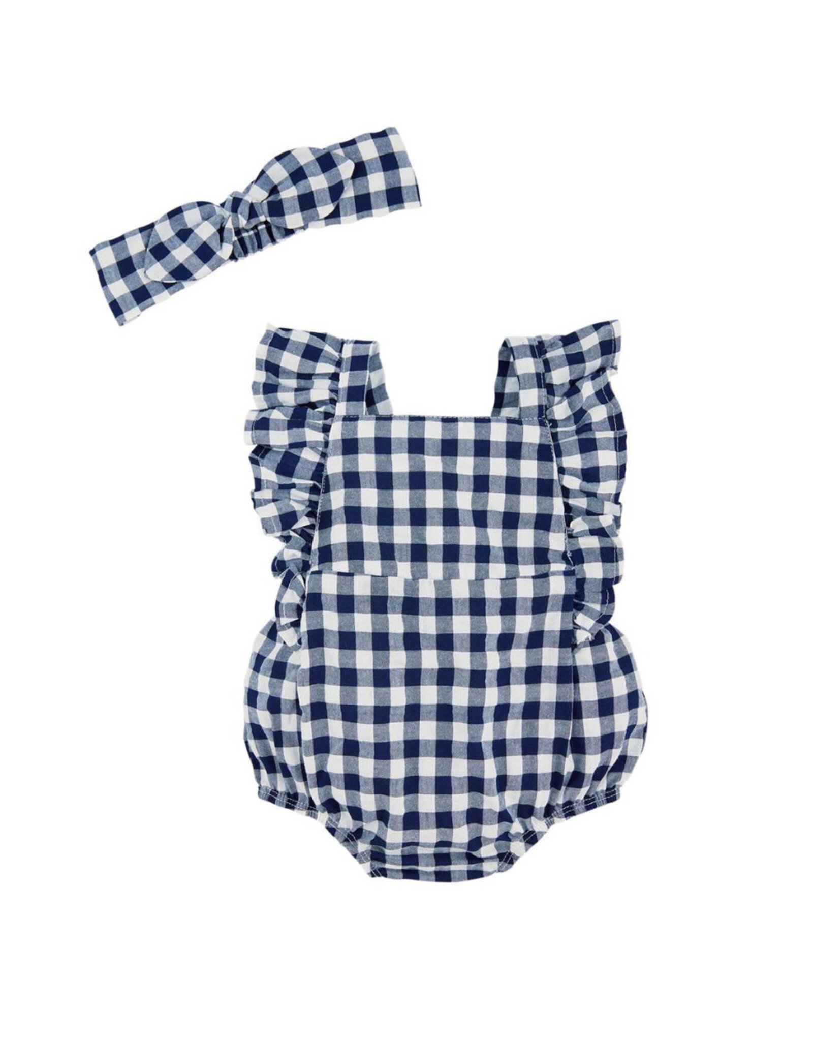 Mudpie Mud Pie- Navy Gingham Bubble & Headband