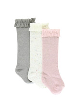 Ruffle Butts Ruffle Butts- 3PK Confetti, Heather Gray & Ballet Pink Sparkle Knee High Socks