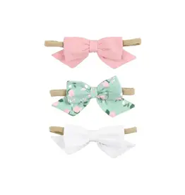 Ruffle Butts Ruffle Butts- 3-Pack Pink, Tea Roses & White Elastic Bow Headbands
