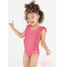 Ruffle Butts Ruffle Butts- Hot Pink Heart Waterfall One Piece