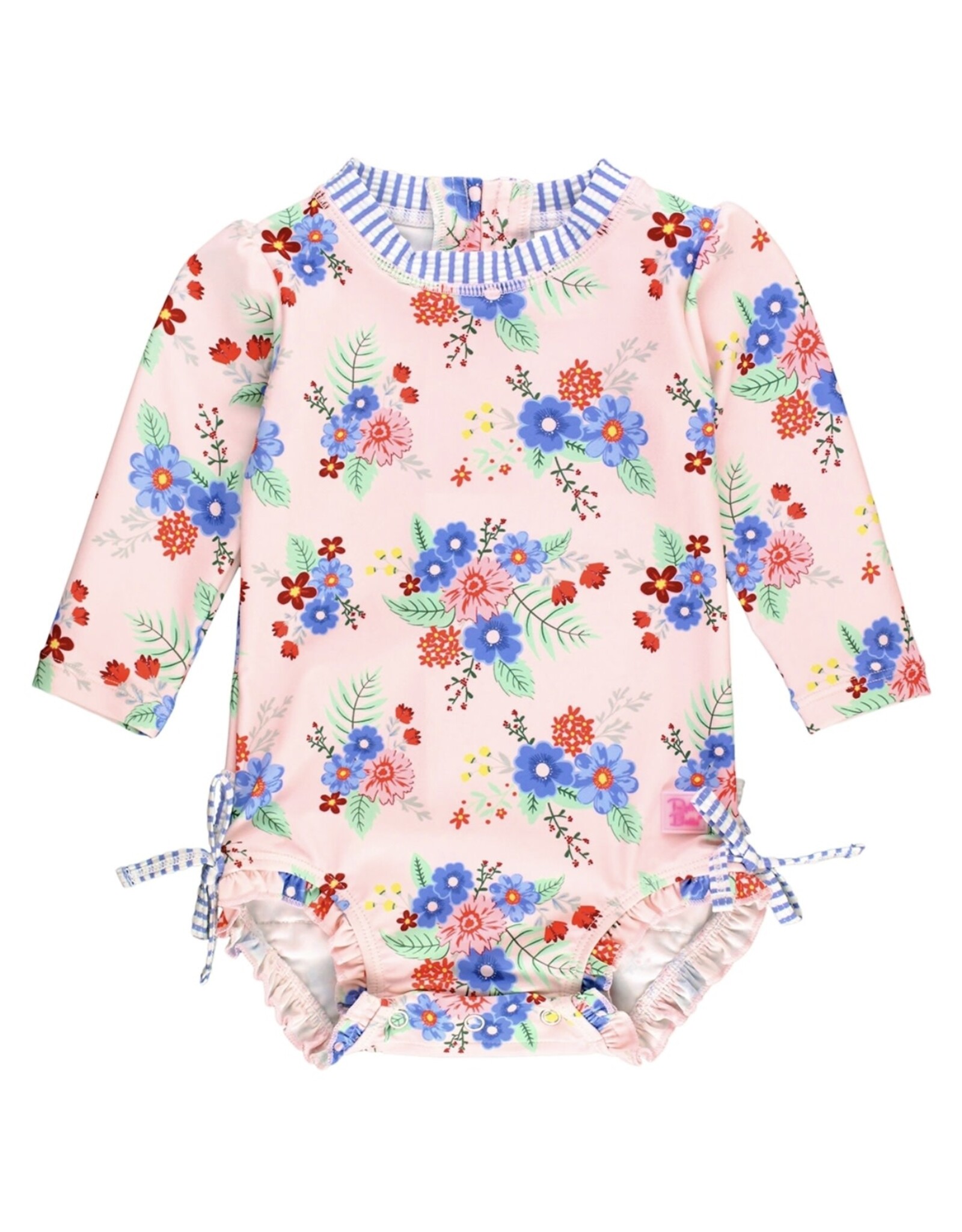 Ruffle Butts Ruffle Butts- Coastal Breeze Floral L/S One Piece Rashguard