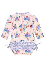 Ruffle Butts Ruffle Butts- Coastal Breeze Floral L/S One Piece Rashguard