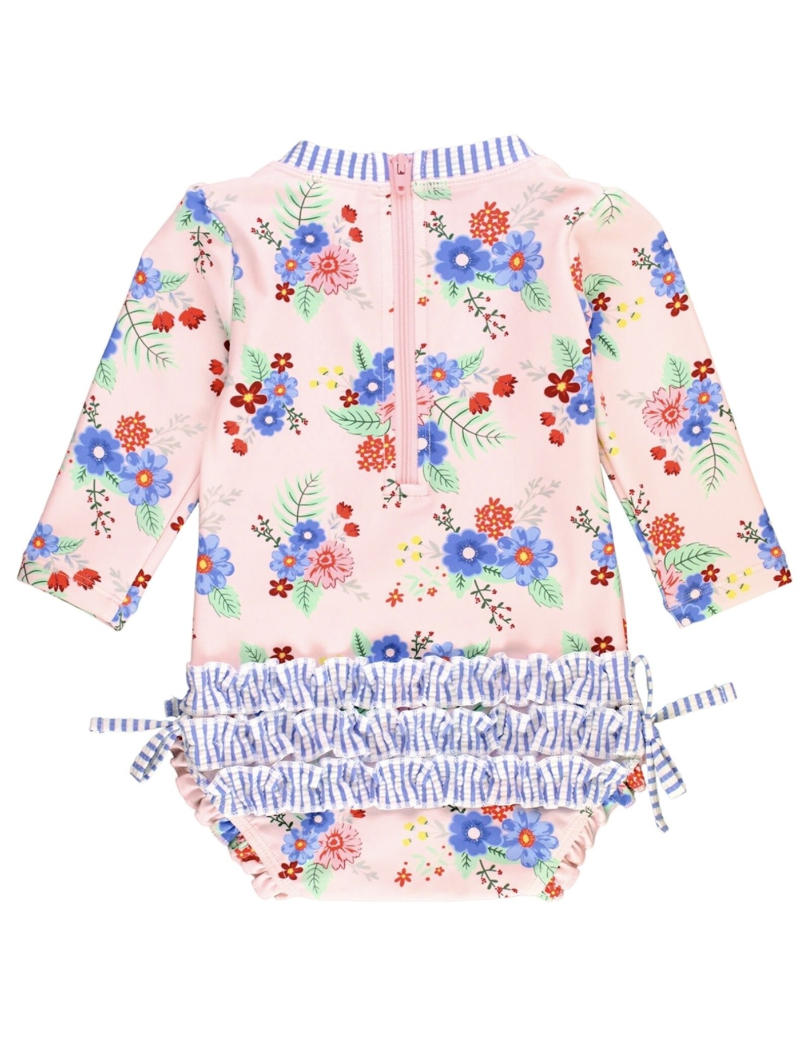 Ruffle Butts Ruffle Butts- Coastal Breeze Floral L/S One Piece Rashguard